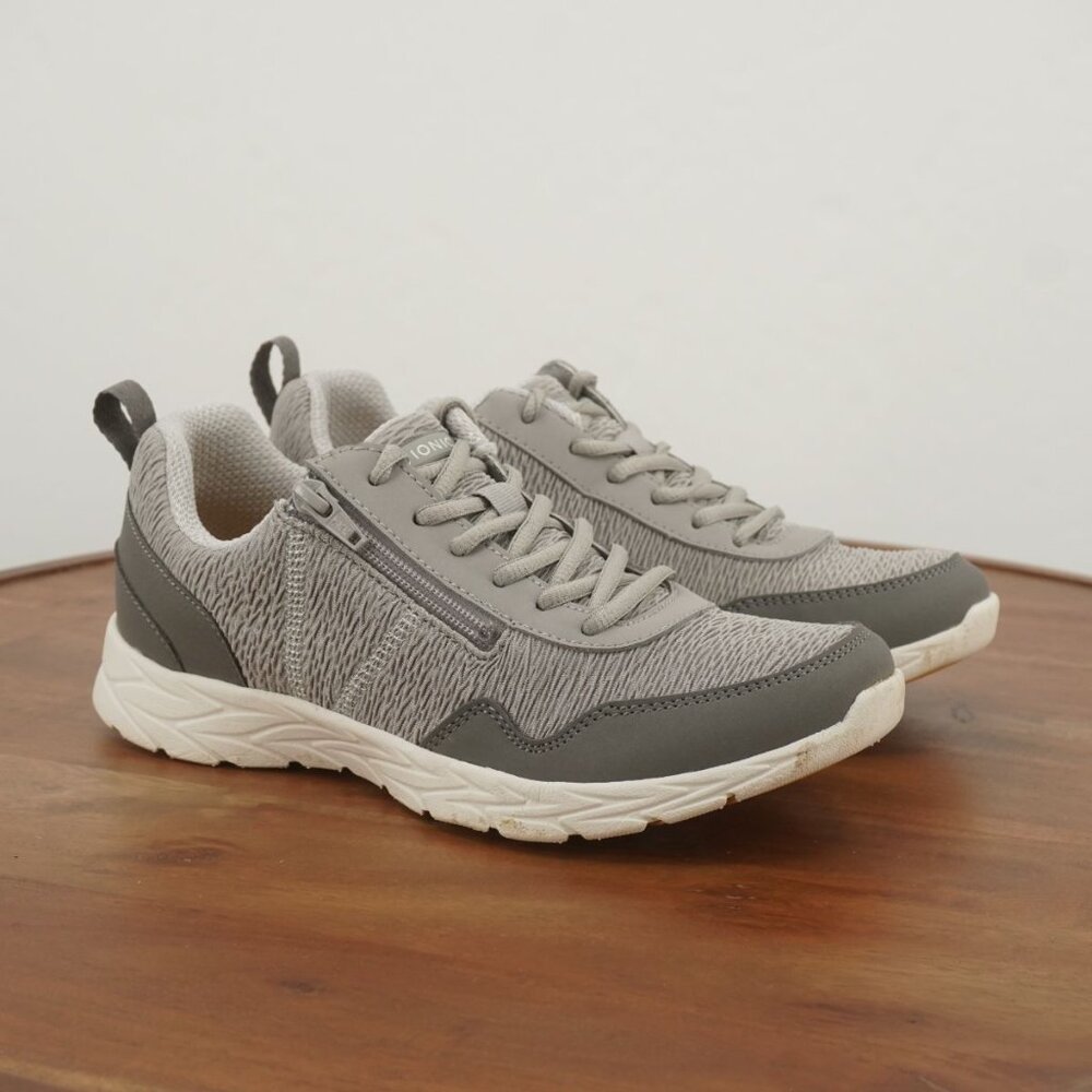 Vionic Jetta Gray Athletic Sneakers synthetic lace and side zip size 8
